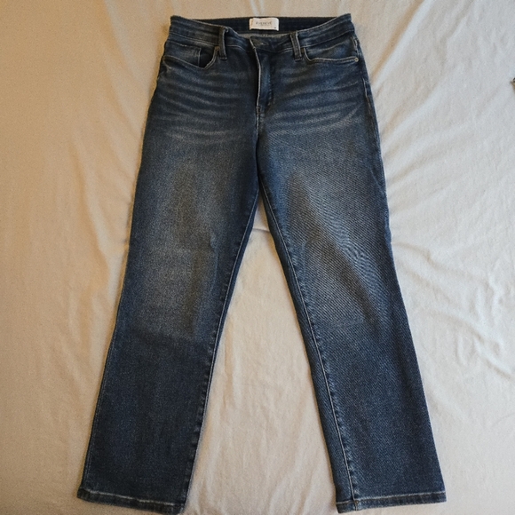 Evereve The Ever Straight High Rise Fit Medium Blue Denim Wash Stretch - Picture 2 of 10